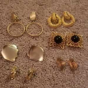 Lot of Vintage Clip on Gold Eaarings
